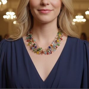 Multicolored seed/assorted Italian glass beads, multi layered, lobster clasp.